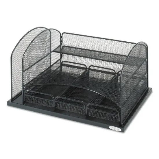 Safco Onyx Organizer with 3 Drawers, 6 Compartments, Steel, 16 x 11.5 x 8.25, Black image {2}