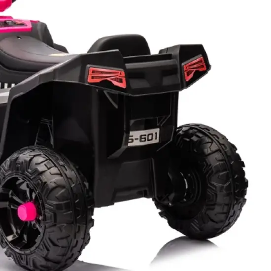 Qaba 12V Kids ATV, Battery Powered Four Wheeler with Spring Suspension, Forward & Reverse, LED Lights, Music, MP3, Pink image {5}
