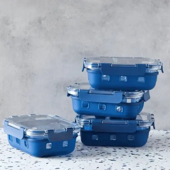 Racxily 8 PCS Glass Prep & Store Set with Silicone Grip Storage Set image {1}