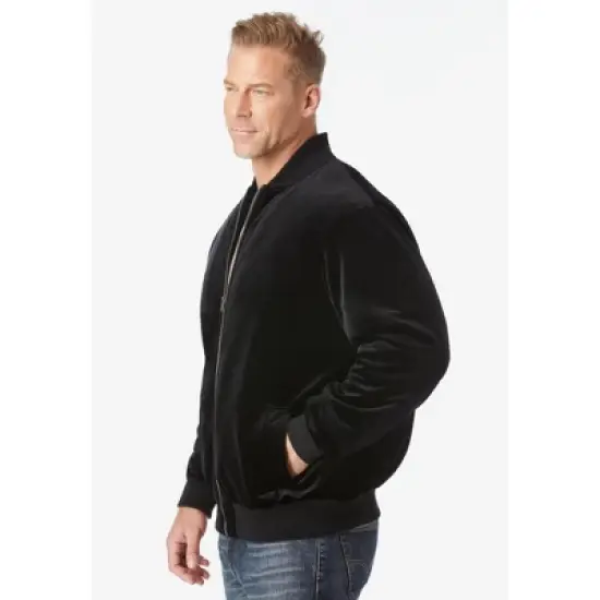 KingSize Tall Velour Full Zip Bomber Jacket image {3}