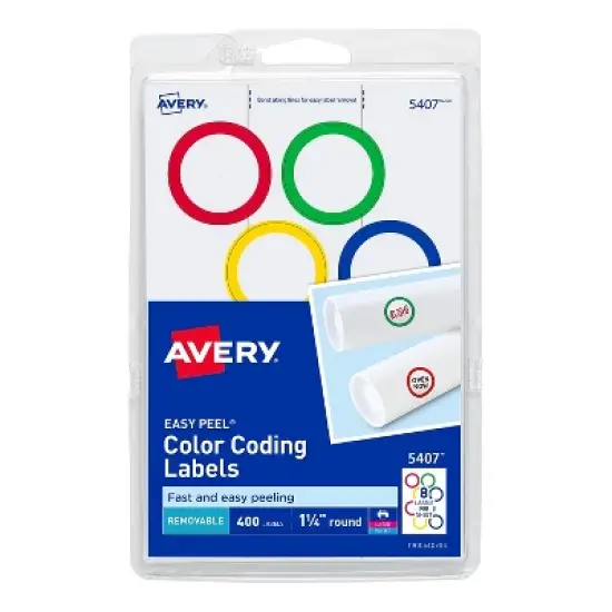 Avery Printable Removable Color-Coding Labels 1 1/4" dia Assorted 400/BX 5407 image {3}