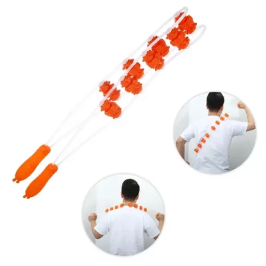 Unique Bargains Multiple Trigger Points Neck Shoulder PP TPE Orange Transparent Handheld Back Massager 1 Pcs image {4}