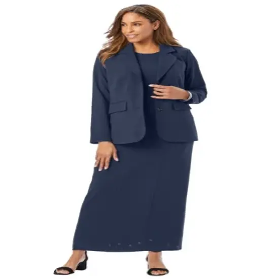 Jessica London Women&rsquo;s Plus Size 2-Piece Single Breasted Maxi Jacket Dress image {2}