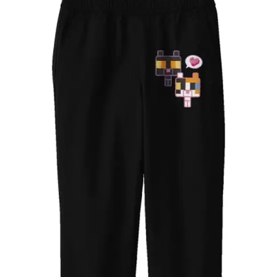 Minecraft Two Block Kittens Youth Black Graphic Sweatpants image {1}