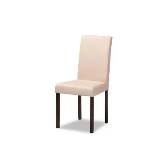 Set of 4 Andrew Contemporary Espresso Wood Finish Fabric Dining Chairs Beige - Baxton Studio image {1}