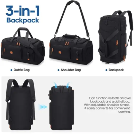 Gym Bag for Men and Women with Shoe & Laptop Compartment, 3-in-1 Sports Travel Duffel Bag image {7}