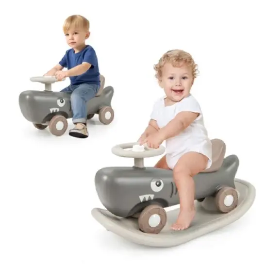 Costway Convertible Rocking Horse & Sliding Car with Detachable Balance Board Dark Gray/White image {10}