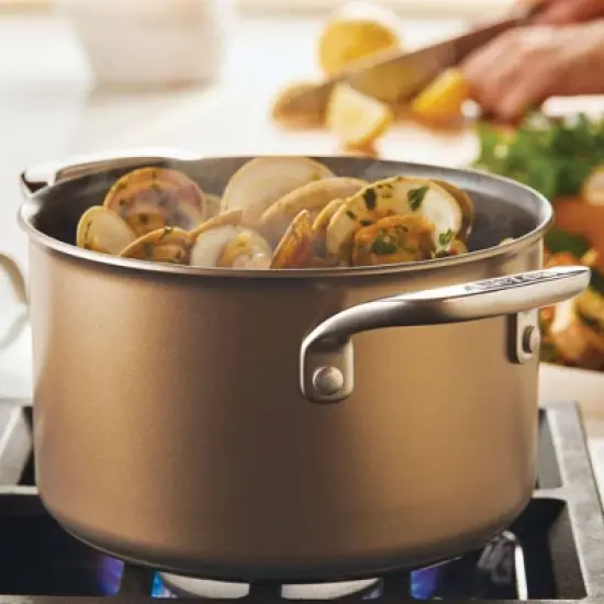 Anolon Ascend 4qt Hard Anodized Nonstick Saucepot with Lid Bronze image {5}