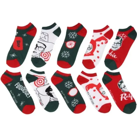 A Christmas Story Ralphie Inspired 5-Pack Ankle No-Show Socks For Men And Women Multicoloured image {1}