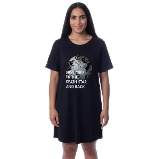 Star Wars Womens' Love You To The Death Star And Back Sleep Pajama Shirt Black image {3}