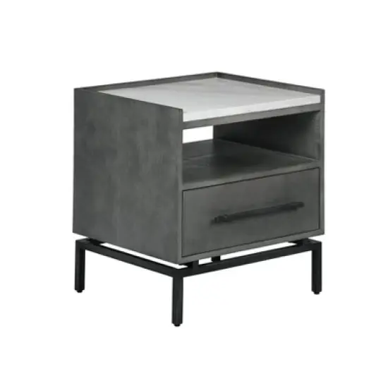 Ashton Marble Top Nightstand Table Gray - Finch image {3}