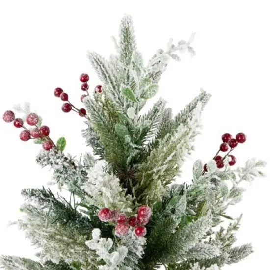 Northlight Flocked Balsam Pine Artificial Mini Christmas Tree in Burlap Base - 24" - Unlit image {2}