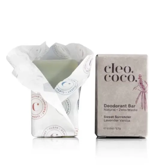 cleo+coco. Plastic Free Natural Deodorant Bar For Men and Women - Aluminum Free - Lavender Vanilla - 2oz image {1}