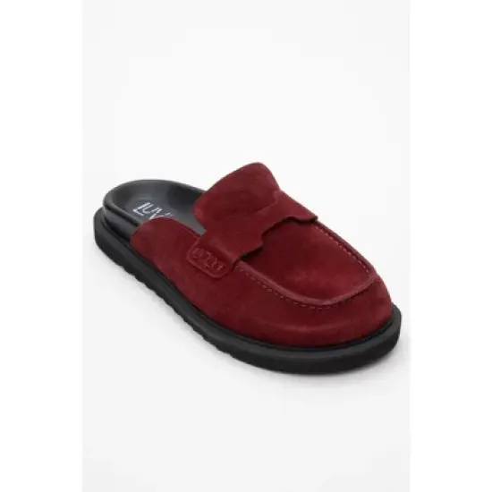 Laven - Suede Burgundy Leather Clogs (Women) | Forever & Always Shoes image {1}