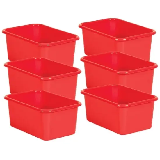 Teacher Created Resources&reg; Red Small Plastic Storage Bin, Pack of 6 image {3}