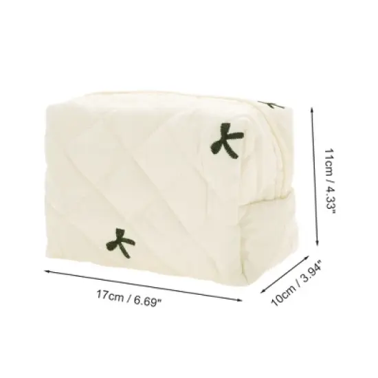 Unique Bargains Rectangle Bow Embroidery Makeup Bag 1 Pc image {1}