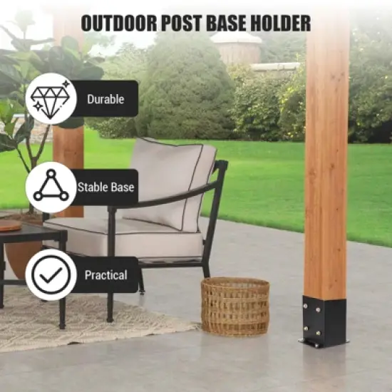 Post Base, 4x4 Post Base - Heavy Duty 10-Pack Powder-Coated Steel Brackets with Hardware for Deck, Fence, Pergola, Gazebo image {4}