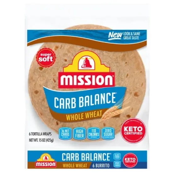 Mission Burrito Size Carb Balance Whole Wheat Flour Tortillas - 15oz/6ct image {9}