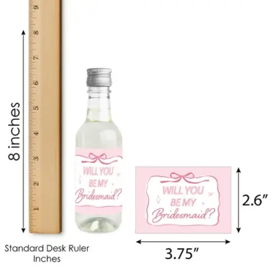 Big Dot of Happiness Mini Will You Be My Bridesmaid Bottle Stickers, Tying The Knot Bachelorette, Mini Wine and Champagne Bottle Labels - Set of 16 image {5}