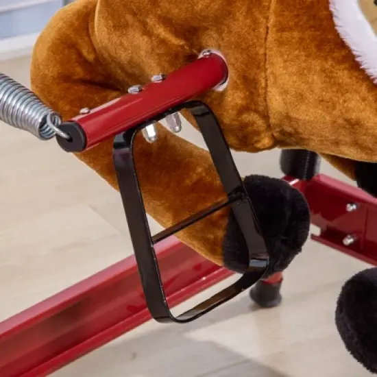 Qaba Kids Spring Rocking Horse, Ride on Horse for Girls and Boys with Animal Sounds, Plush Horse Ride-on with Soft Feel, Interactive Toy for Kids image {4}