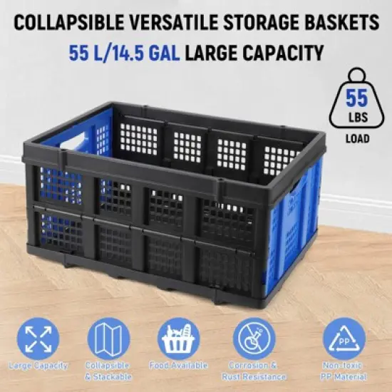 Collapsible Plastic Crate, Foldable Storage Basket, Stackable Utility Crate with Handle, Milk Crate image {2}