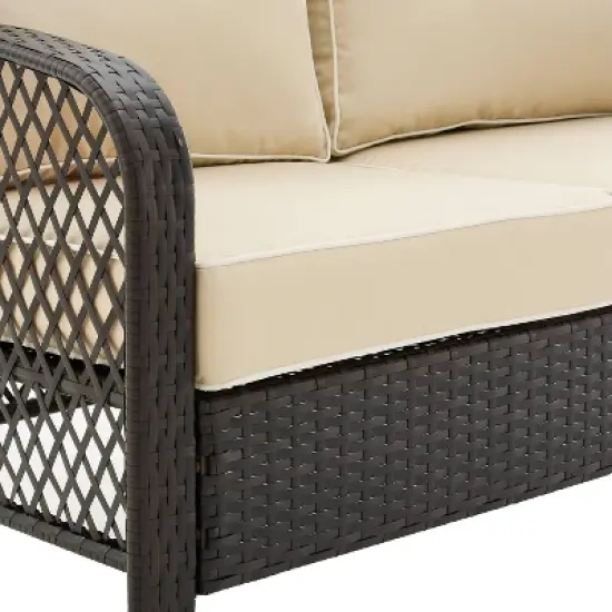 Tribeca 4pc Outdoor Wicker Conversation Set - Sand/Brown - Crosley image {9}