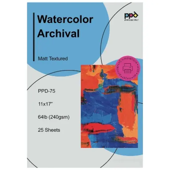 PPD Matte Watercolor Giclee 11x17" 25 sheets 240 gsm for Inkjet Printers image {6}