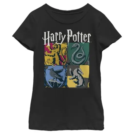 Girl's Harry Potter Hogwarts Houses Vintage Collage T-Shirt image {3}
