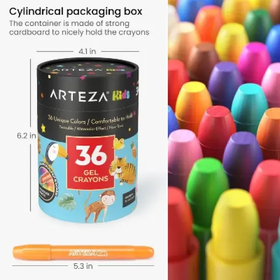 Arteza Kids Twistable Gel Crayons, Washable - 36 Pack image {4}