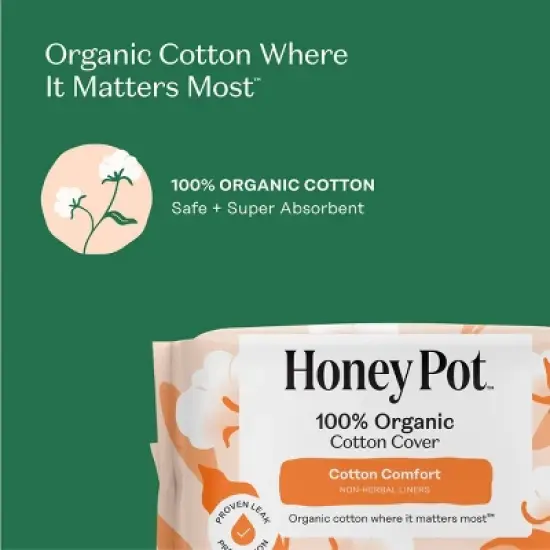The Honey Pot Company 100% Organic Cotton Comfort Cover Regular Liners - 30ct image {5}