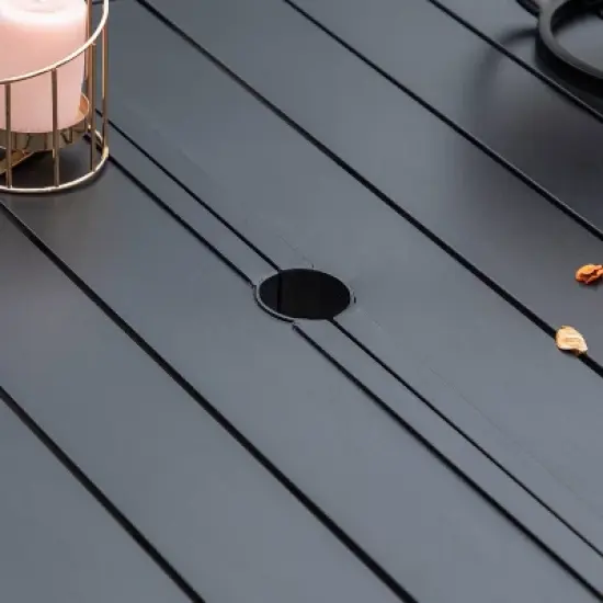 7pc Outdoor Dining Set with Chairs with Cushions & Large Metal Table with Umbrella Hole - Captiva Designs image {8}