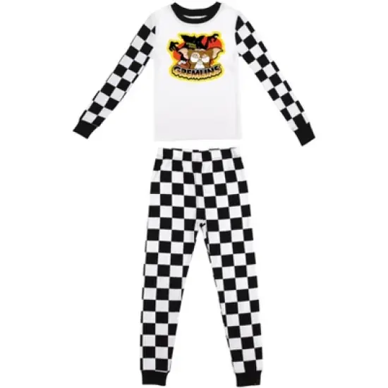 Gremlins Stripe And Gizmo Group Shot Boy's Black & White Checkered Sleep Set image {4}