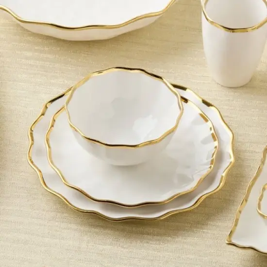 Certified International (Set of 4) 9" Regency Salad Plates Gold image {6}