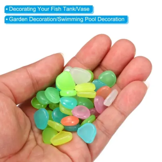 Unique Bargains Fish Tank Decoration Glowing Luminous Pebbles 8-11mm Multicolored 300 Pcs image {4}
