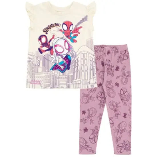 Marvel Spidey and His Amazing Friends Spider-Man Ghost-Spider Girls T-Shirt and Leggings Set Toddler to Little Kid image {7}