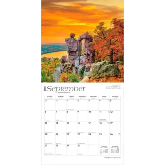BrownTrout Wisconsin Wild and Scenic 2026 12"x24" Hanging Square Wall Calendar Plastic-Free image {3}