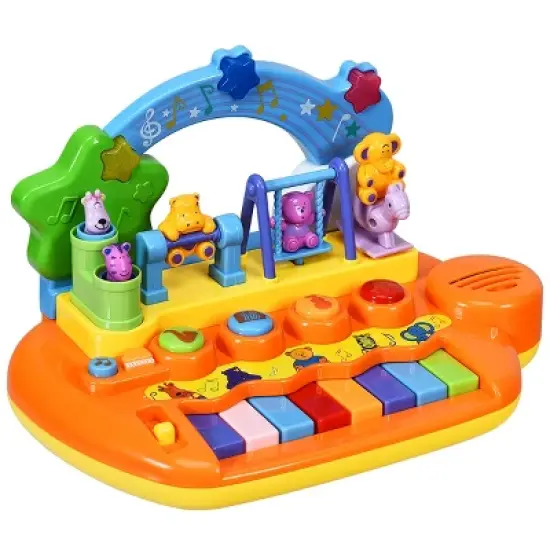 Costway Kids Rainbow Piano Keyboard 8 Keys Music Toy Gift w/ Animal Playground LED Light image {9}