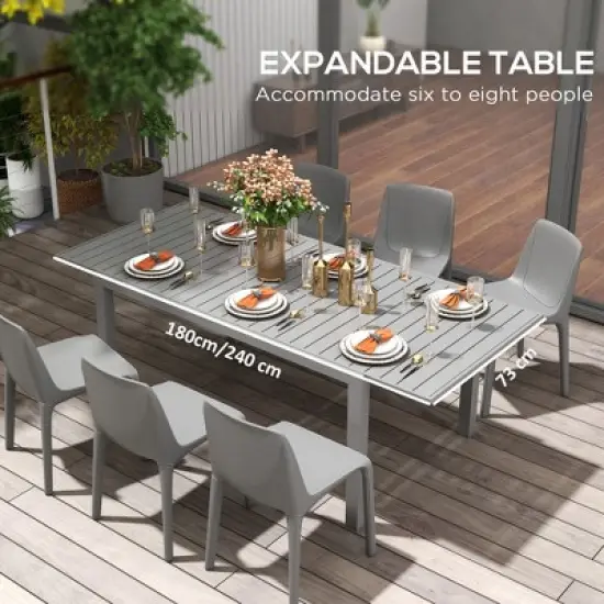 Syemin Patio End Table, Rectangular Outdoor Dining Table with All-Weather Faux Wood Top for Garden, Lawn, Patio, Gray, 59.1"*37"*28.7" image {3}