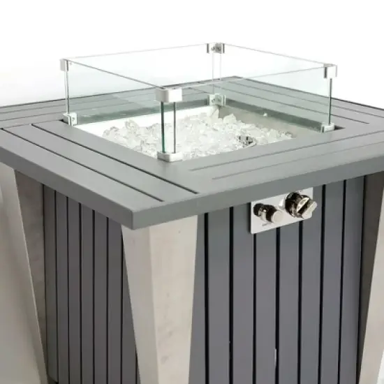 SereneLife 50,000 BTU Outdoor Gas Fire Pit Table - Square with Stainless Steel Lid & Legs for Stylish Ambience and Warmth on Cool Nights image {2}