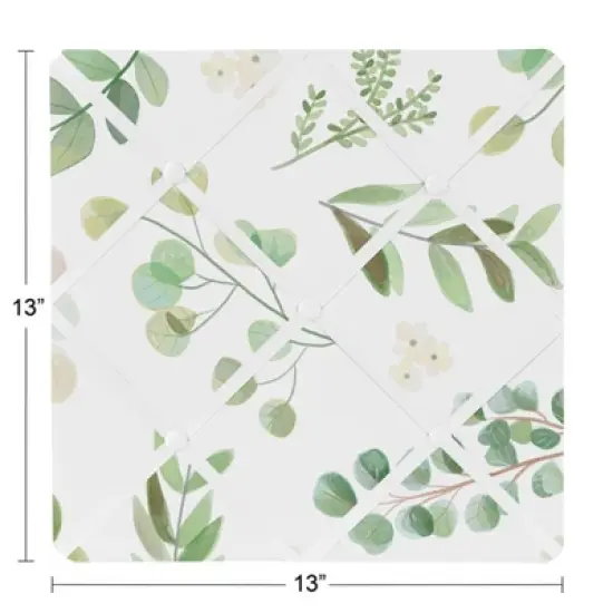 Sweet Jojo Designs Girl Fabric Photo Memo Board Botanical Leaf Green and White image {2}