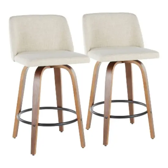 Set of 2 Toriano Mid-Century Modern Counter Height Barstools - LumiSource image {10}