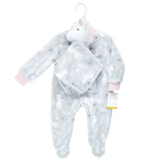 Hudson Baby Infant Girl Flannel Plush Sleep and Play and Security Toy, Whimsical Unicorn image {1}