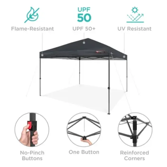 Best Choice Products 10x10ft Easy Setup Pop Up Canopy Instant Portable Tent w/ 1-Button Push, Carry Case image {3}