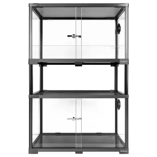 REPTIZOO Double Stacked Reptile Tank, 24" x 18" x 44", Front-Opening, Full-Vision, Knock-Down, 2-Pack 34-Gallon Glass Cage for Bearded Dragons, image {1}