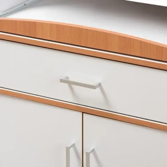 Edonia Modern and Contemporary Beech and Finish Kitchen Cabinet White/Brown - Baxton Studio image {6}