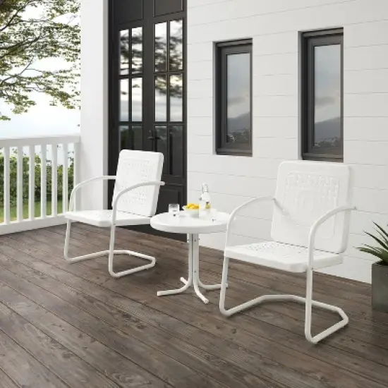 Bates 3pc Outdoor Chair Set - White - Crosley image {7}