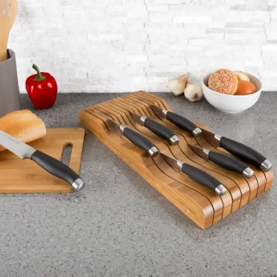 In Drawer Bamboo Knife Block and Cutlery Storage Organizer, Holds up to 15 Knives  Bacteria Resistant and Protects Blades by Classic Cuisine image {4}