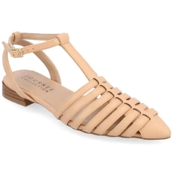 Journee Collection Womens Alivia Ankle Strap Block Heel Pointed Toe Flats image {12}