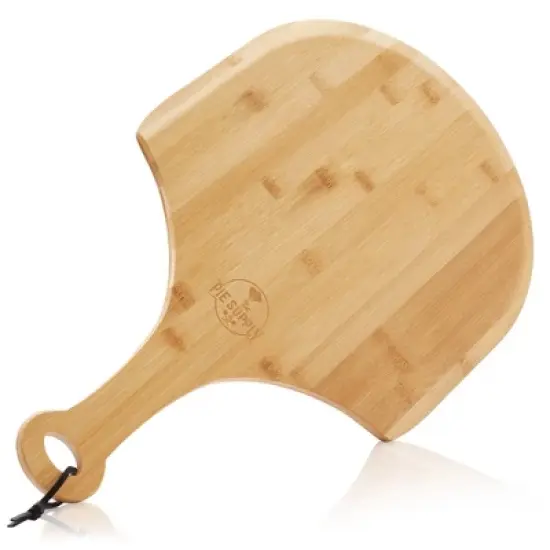Pie Supply Bamboo Pizza Peel for Baking and Serving, Wood Paddle Cutting Board with Handle and Hanging Strap image {7}