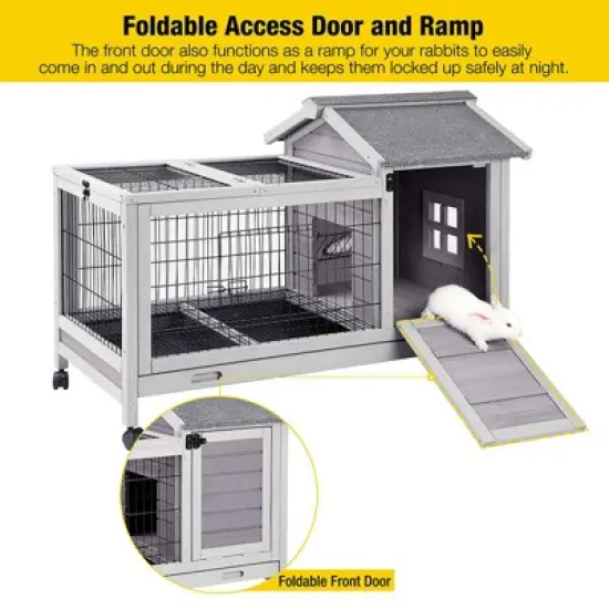 Aivituvin Rabbit Hutch | Outdoor Bunny Cage (Inner Space 4.84ft&sup2;)-AIR24 image {5}